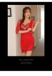 画像7: XS-Lサイズあり【ROBE de FLEURS Glossy/ローブ・ド・フルール グロッシー】レーススリーブ/ 七分袖/ 長袖/ バストクロスデザイン/ ストレッチ/ タイト/ ミニドレス/ キャバドレス[OF2]