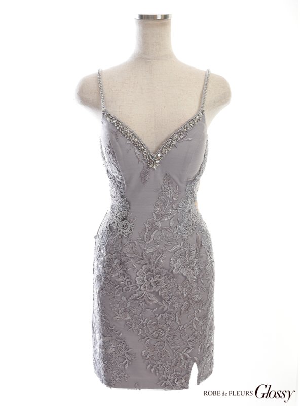 画像17: XSサイズあり【Glossy/グロッシー】ビジュー/ 刺繍/ サイドシアー/ キャミ/ タイト/ ミニドレス/ キャバドレス【OF08】