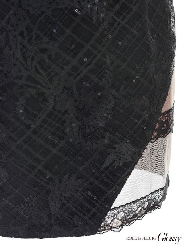 画像11: XSサイズあり【Glossy/グロッシー】リボンラインスリーブ/ 袖付き/ スタッズ/ フロントジップ/ フレア/ ミニドレス/ キャバドレス[OF08]