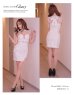 画像2: XSサイズあり【Glossy/グロッシー】リボンラインスリーブ/ 袖付き/ スタッズ/ フロントジップ/ フレア/ ミニドレス/ キャバドレス[OF08] (2)