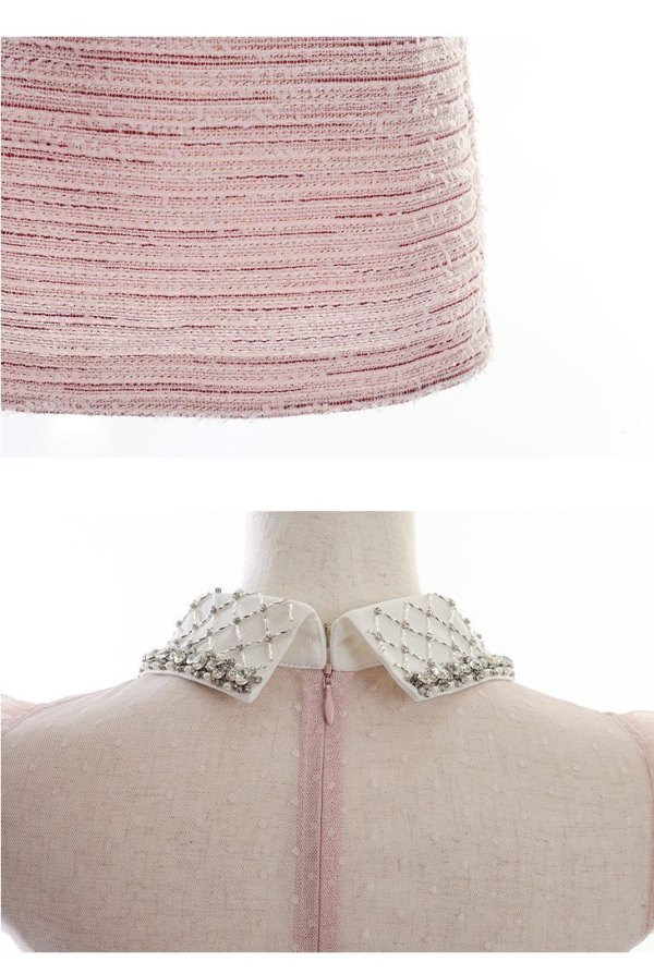 画像15: XSサイズあり【ROBE de FLEURS/ローブドフルール】ラメツイード/ ビジュー/ 襟つき/ 台形スカート/ ミニドレス/ キャバドレス[OF08]