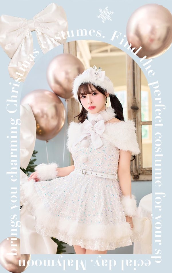 画像5: 【即日発送！】【クリスマスコスプレ9点セット】【Malymoon/マリームーン】スパークリージュエルリボンサンタ【SM-ML/2カラー】[OF03]