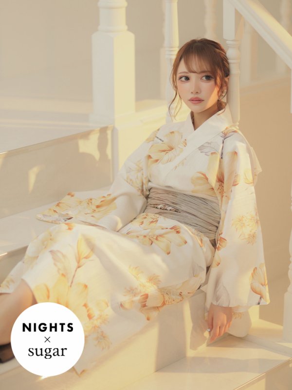 画像4: 【即日発送】【NIGHTS掲載】グレイッシュイエロー牡丹浴衣【浴衣３点セット 浴衣/帯/下駄】[YMT]
