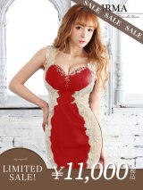 【IRMA/イルマ】ノースリーブ / デザイン刺繍 / サイドシアー / ストレッチ / タイト / ミニドレス【HC02】