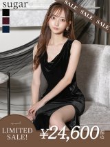 【LIMITED SALE開催中！! 11月11日より順次発送予定】Lサイズあり【JEAN MACLEAN/ジャンマクレーン】ベロア/ シンプル/ ワンカラー/ ノースリーブ/ ドレープ/ スリット/ タイト/ ロングドレス /キャバドレスlong[OF2A]