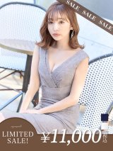 【LIMITED SALE開催中！! 11月11日より順次発送予定】Lサイズ・sugarオリジナルカラーあり☆【JEAN MACLEAN/ジャンマクレーン】ジャガード/ Vネック/ ノースリーブ/ ワンカラー/ タイト/ ひざ丈/ ミディアムドレス/キャバドレス【HC02】