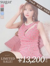 【LIMITED SALE開催中！! 11月11日より順次発送予定】XSサイズあり【IRMA/イルマ】ツイード/ チェック柄/ カットアウト/ ノースリーブ/ アシメデザイン/ タイト/ ミニドレス/ キャバドレス【HC02】