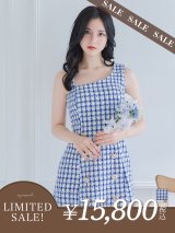 【LIMITED SALE開催中！! 11月11日より順次発送予定】【an/アン】チェック/ ツイード/ ボタンデザイン/ ノースリーブ/ アシンメトリー/ 台形スカート/ ミニドレス/ キャバドレス[OF05]