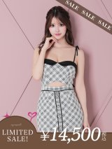 【LIMITED SALE開催中！! 11月11日より順次発送予定】【an/アン】ストレッチ/ ツイード / チェック柄/ ベア/ キャミ/ カットアウト/ タイト/ ミニドレス/ キャバドレス[OF05]