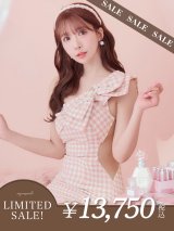【LIMITED SALE開催中！! 11月11日より順次発送予定】sugarコラボ商品☆XSサイズあり【ANGEL R/エンジェルアール】ワンショルダー/ 千鳥柄/ ツイード/ ビッグリボンパールビジュー/ タイト/ ミニ/ キャバドレス[OF2]