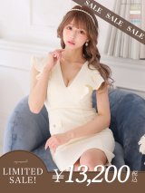 【LIMITED SALE開催中！! 11月11日より順次発送予定】XS-Lサイズあり【DEA./ディア】スプリングツイード/ フリル/ パールボタン/ タイト/ ワンピース/ ミニドレス/ キャバドレス【OF08】