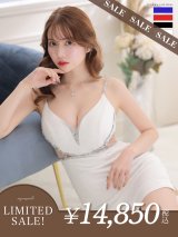 【LIMITED SALE開催中！! 11月11日より順次発送予定】XSサイズあり【Glossy/グロッシー】ビジュー/ ウエストカット/ キャミソール/ ワンカラー/ タイト/ ミニドレス/ キャバドレス[OF08]