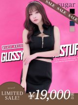 【LIMITED SALE開催中！! 11月11日より順次発送予定】XSサイズあり【Glossy/グロッシー】襟付き/ フロントジッパー/ ノースリーブ/ ワンカラー/ ストレッチ/ タイト/ ミニドレス/ キャバドレス[OF08]