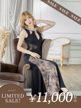 【LIMITED SALE開催中！! 11月11日より順次発送予定】レース/ シアー/ カットアウト/ ノースリ/ ロングドレス/ キャバドレス long[OF05]