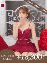 【LIMITED SALE開催中！! 11月11日より順次発送予定】XSサイズあり【ROBE de FLEURS/ローブドフルール】フロントリボン/ セットアップ/ キャミソール/ ジャガード/ フレア/ ミニドレス/ キャバドレス[OF08]