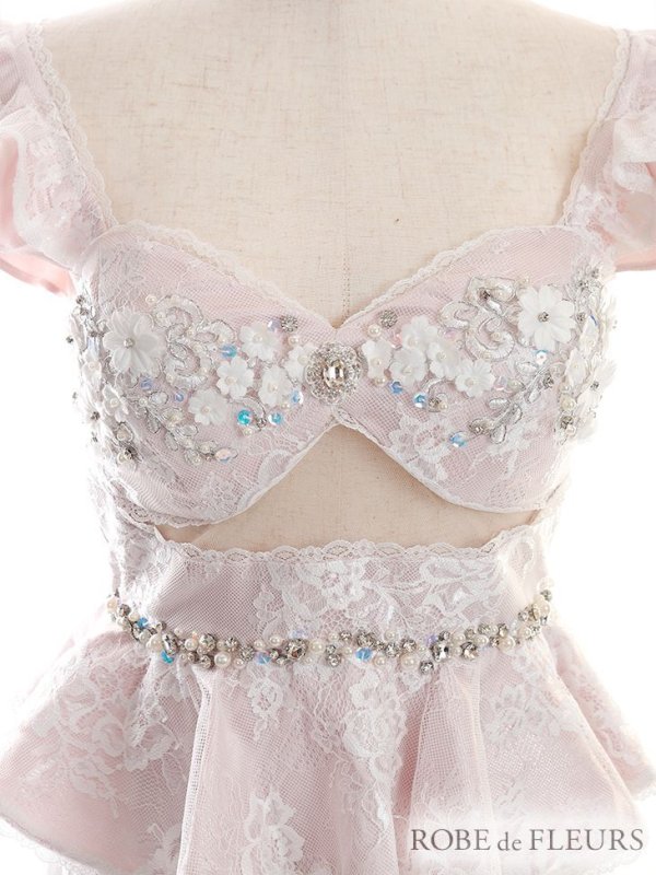 画像10: Lサイズあり【ROBE de FLEURS/ローブドフルール】立体フラワー/ シアー/ レース/ ペプラム/ タイト/ ミニドレス/ キャバドレス[OF08]