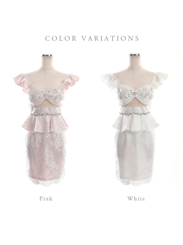 画像15: Lサイズあり【ROBE de FLEURS/ローブドフルール】立体フラワー/ シアー/ レース/ ペプラム/ タイト/ ミニドレス/ キャバドレス[OF08]