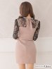 画像7: XS〜Lサイズあり【ROBE de FLEURS Glossy/ローブ・ド・フルール グロッシー】バストジップ/ ZIP レーススリーブ/ 七分袖/ 長袖/ 袖あり/ タイト/ ミニドレス/ キャバドレス[OF2]