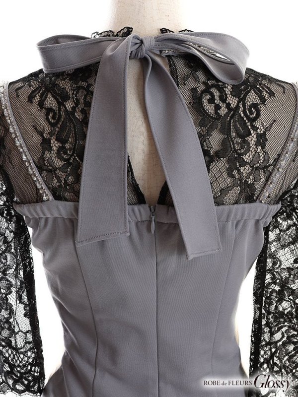 画像14: XS?Lサイズあり【Glossy/グロッシー】バストジップ/ ZIP レーススリーブ/ 七分袖/ 長袖/ 袖あり/ タイト/ ミニドレス/ キャバドレス【HC02】