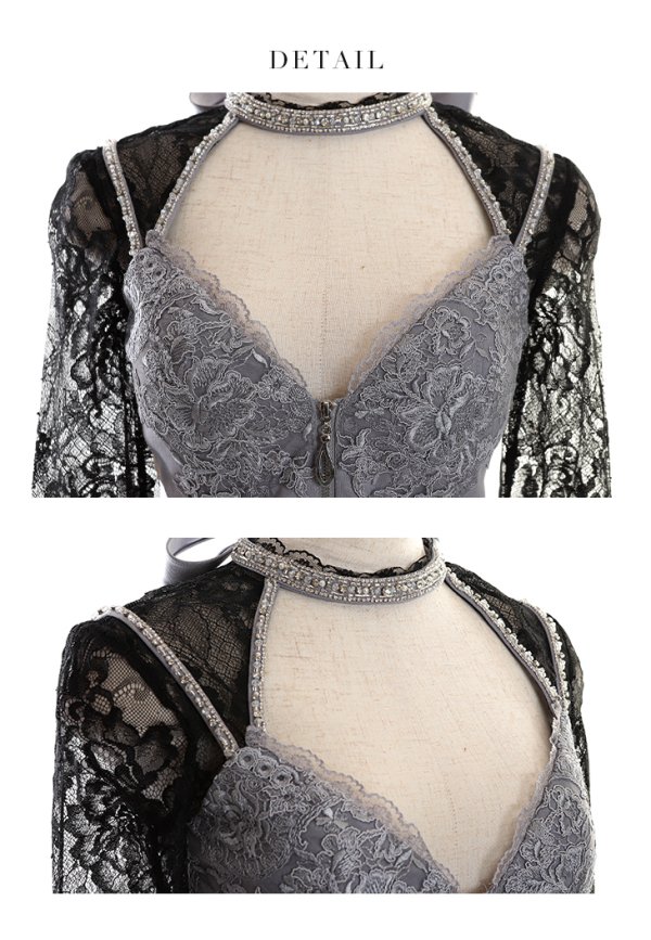 画像15: XS?Lサイズあり【Glossy/グロッシー】バストジップ/ ZIP レーススリーブ/ 七分袖/ 長袖/ 袖あり/ タイト/ ミニドレス/ キャバドレス【HC02】