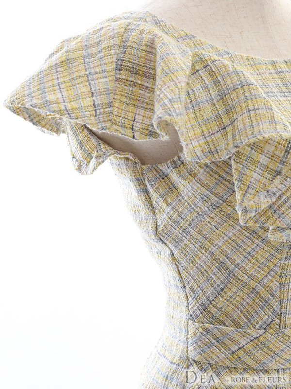 画像10: Lサイズあり【DEA./ディア】ツイード /フリル /アシンメトリー /ベルトデザイン /タイト/ ミニドレス/ キャバドレス【OF08】