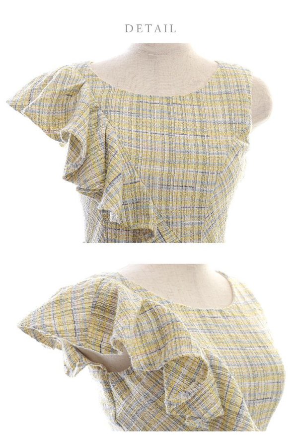 画像13: Lサイズあり【DEA./ディア】ツイード /フリル /アシンメトリー /ベルトデザイン /タイト/ ミニドレス/ キャバドレス【OF08】