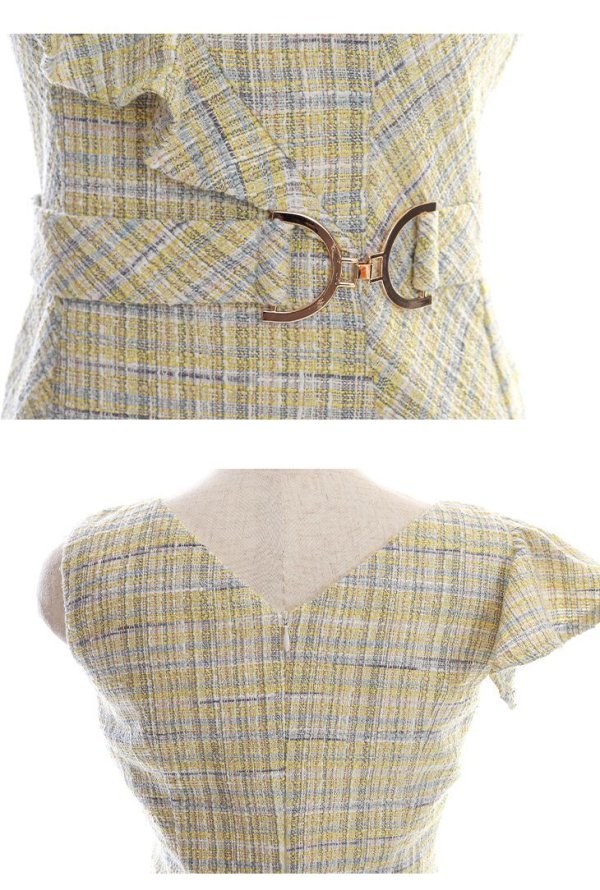 画像14: Lサイズあり【DEA./ディア】ツイード /フリル /アシンメトリー /ベルトデザイン /タイト/ ミニドレス/ キャバドレス【OF08】