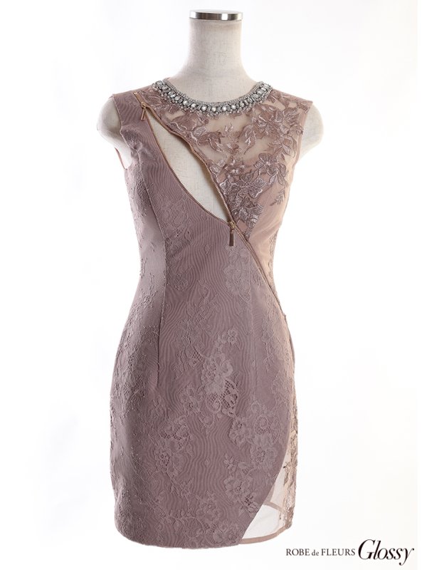 画像19: 期間限定カラー・XS-Lサイズあり☆【Glossy/グロッシー】フロントジップ/ ZIP シースルーレース/ タイト/ ミニドレス/ キャバドレス【HC02】