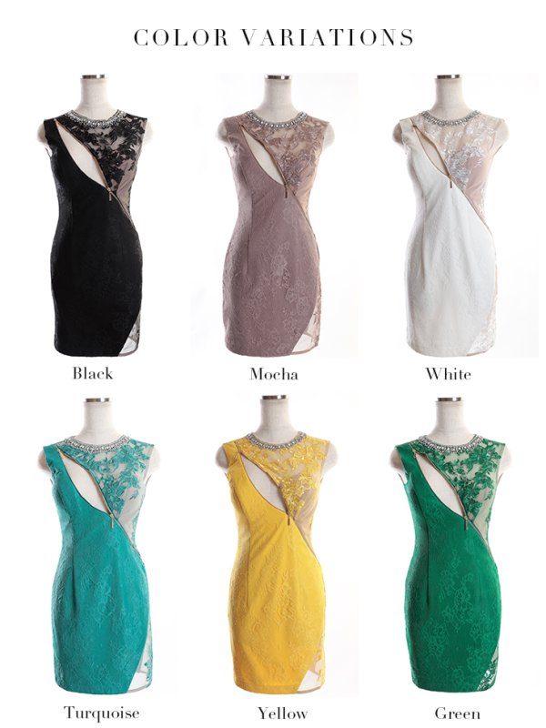 画像20: 期間限定カラー・XS-Lサイズあり☆【Glossy/グロッシー】フロントジップ/ ZIP シースルーレース/ タイト/ ミニドレス/ キャバドレス【HC02】