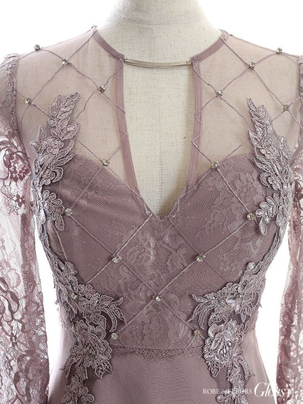 画像12: XSサイズあり【Glossy/グロッシー】長袖/ フラワーレース/ ブロックチュール/ バストカット/ タイト/ ミニドレス/ キャバドレス【HC02】