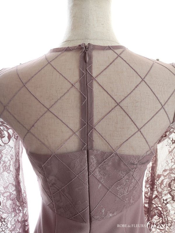 画像13: XSサイズあり【Glossy/グロッシー】長袖/ フラワーレース/ ブロックチュール/ バストカット/ タイト/ ミニドレス/ キャバドレス【HC02】