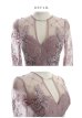 画像15: XSサイズあり【ROBE de FLEURS Glossy/ローブ・ド・フルール グロッシー】長袖/ フラワーレース/ ブロックチュール/ バストカット/ タイト/ ミニドレス/ キャバドレス[OF2]