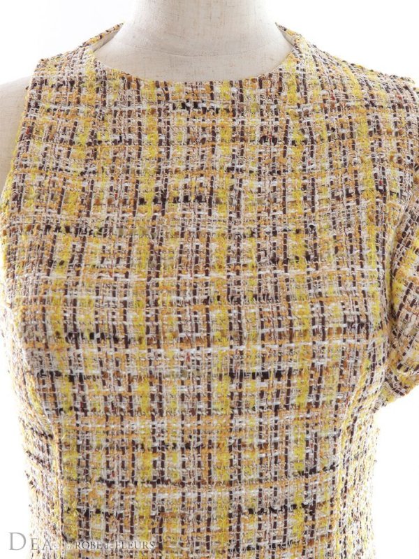 画像21: Lサイズあり【DEA./ディア】ツイード/ アシンメトリー/ タイト/ ミディアム丈/ ワンピース/ ミニドレス/ キャバドレス【OF08】