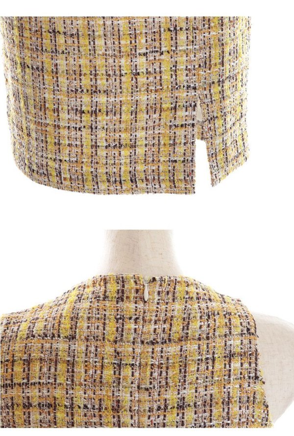 画像27: Lサイズあり【DEA./ディア】ツイード/ アシンメトリー/ タイト/ ミディアム丈/ ワンピース/ ミニドレス/ キャバドレス【OF08】