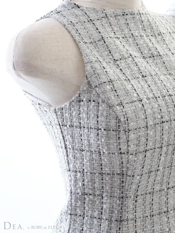 画像8: Lサイズあり【DEA./ディア】ツイード/ アシンメトリー/ タイト/ ミディアム丈/ ワンピース/ ミニドレス/ キャバドレス【OF08】