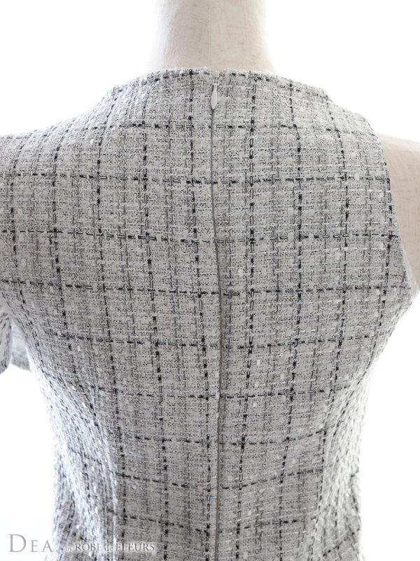 画像10: Lサイズあり【DEA./ディア】ツイード/ アシンメトリー/ タイト/ ミディアム丈/ ワンピース/ ミニドレス/ キャバドレス【OF08】