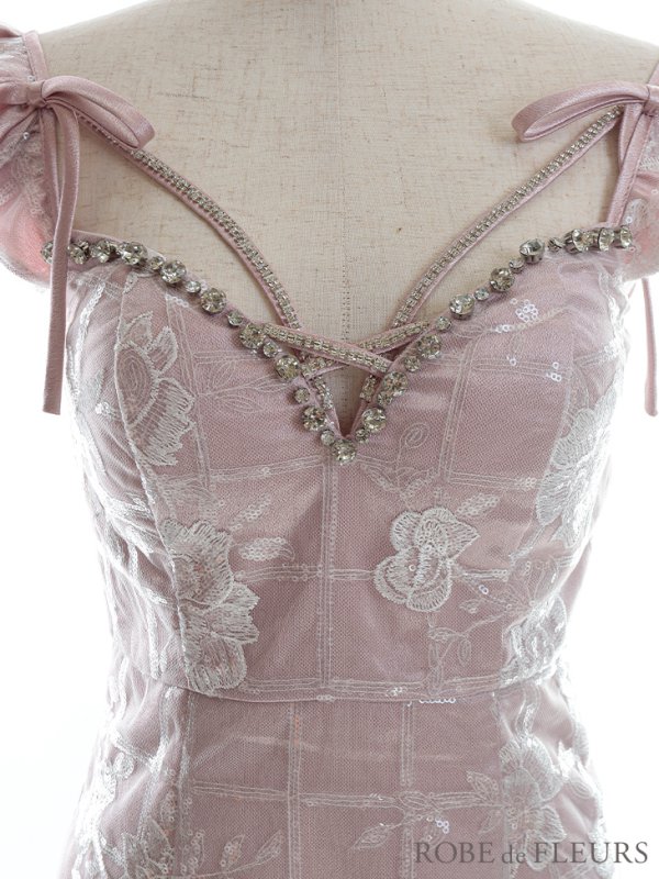 画像10: XSサイズあり【ROBE de FLEURS/ローブドフルール】リボン/ 格子柄/ フリル/ フラワーレース/ ビジュー/ タイト/ ミニドレス/ キャバドレス[OF08]