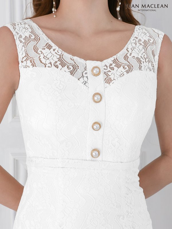 画像24: Lサイズあり【JEAN MACLEAN/ジャンマクレーン】マーメイド/ ワンピース/ 総レース/ ボタンデザイン/ ワンカラー/ タイト/ ひざ丈/ ミディアムドレス/キャバドレス【HC02】