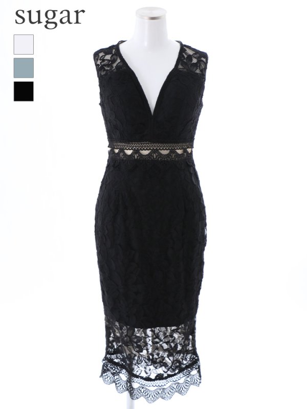 画像10: Lサイズあり!!【JEAN MACLEAN/ジャンマクレーン】 総レース/ ワンカラー/ ノースリーブ/ タイト/ ひざ丈/ ミディアムドレス/ ワンピース/ キャバドレス【HC02】