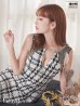 XSサイズあり☆【ROBE de FLEURS Glossy/ローブ・ド・フルール グロッシー】ラメツイード/ フロントジップ/ メタルプレートジップアップ/ タイト/ ミニドレス/ キャバドレス　ホワイトxブラック