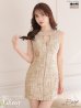 XSサイズあり☆【ROBE de FLEURS Glossy/ローブ・ド・フルール グロッシー】ラメツイード/ フロントジップ/ メタルプレートジップアップ/ タイト/ ミニドレス/ キャバドレス　ベージュ