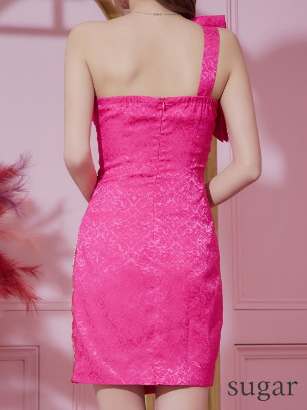 画像9: 【IRMA/イルマ】リボン/ ワンショル/ ベア/ フリル/ ビジュー/ パール/ タイト/ ミニドレス/ キャバドレス【HC02】