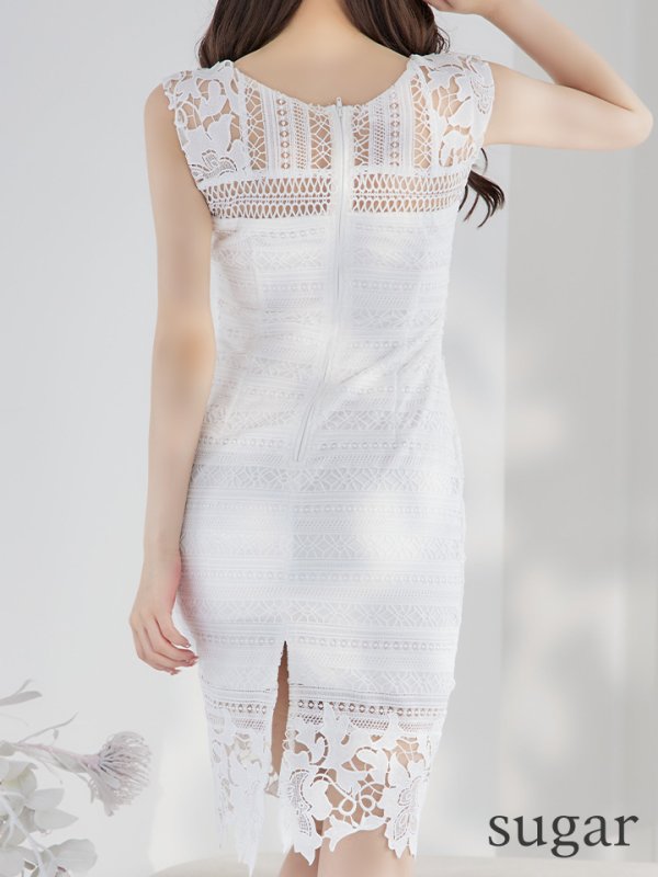 画像10: Lサイズあり!!【JEAN MACLEAN/ジャンマクレーン】 総レース/ ワンカラー/ ノースリーブ/ 切り替えデザイン/ タイト/ ひざ丈/ ワンピース/ ミディアムドレス/ キャバドレス【HC02】