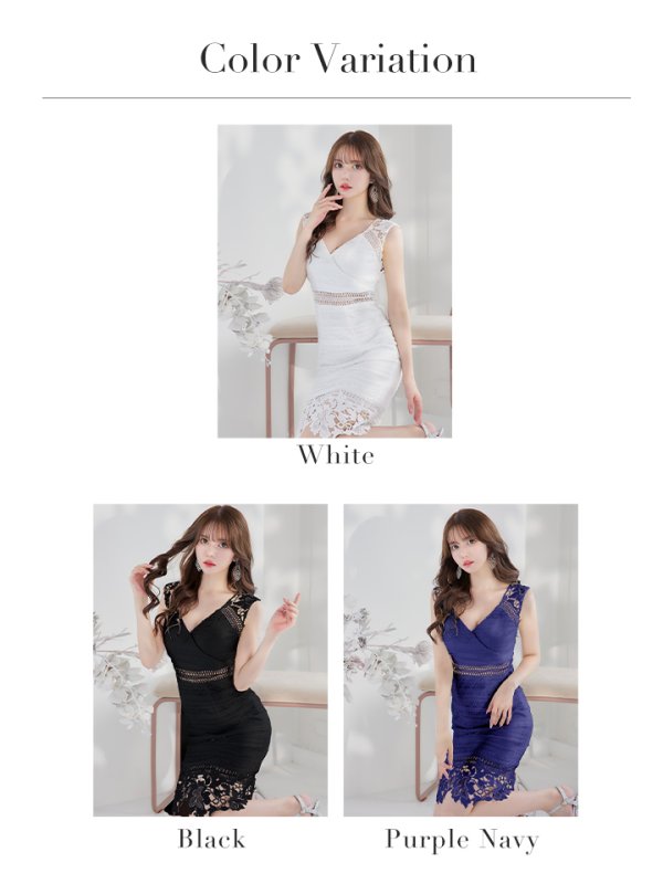 画像12: Lサイズあり!!【JEAN MACLEAN/ジャンマクレーン】 総レース/ ワンカラー/ ノースリーブ/ 切り替えデザイン/ タイト/ ひざ丈/ ワンピース/ ミディアムドレス/ キャバドレス【HC02】