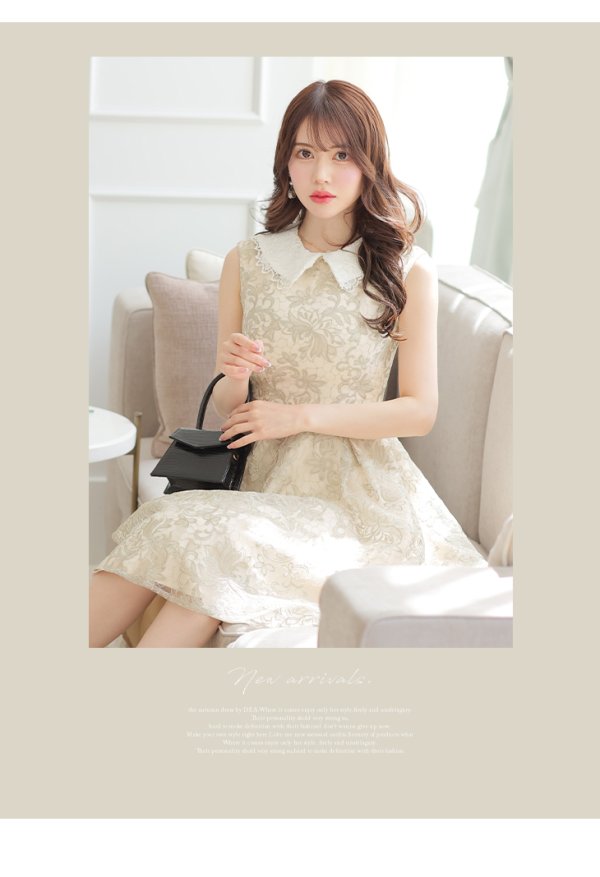 画像3: Lサイズあり【DEA./ディア】2WAY襟付き/ レース/ ノースリーブ/ クラシック/ ワンピース/ ひざ丈/ ミディアム/ キャバドレス【OF08】