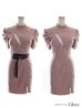 画像9: XSサイズあり【ROBE de FLEURS Glossy/ローブ・ド・フルール グロッシー】バストカット/ ジップ/ ZIP ベルト付き/ 半袖/ パフスリーブ/ タイト/ ミニドレス/ キャバドレス[OF2]