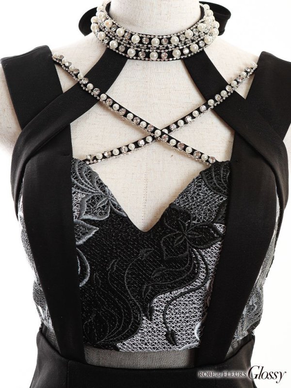 画像11: XS?Lサイズあり【Glossy/グロッシー】バストクロス/ 変形スカート/ ケミカルレース/ ストレッチ/ タイト/ ミニドレス/ キャバドレス【HC02】