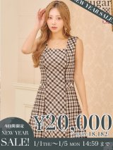 【新春セール開催中！! 】XSサイズあり 【an /アン】チェック柄/ スクエアネック/ ノースリーブ/ ポケットデザイン/ Aライン/ ミニドレス/ キャバドレス[OF05]