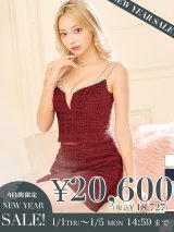 【新春セール開催中！! 】背の低い方必見！【ANGEL R/エンジェルアール】ツイード/ ショルダーバストビジュー/ セパレート/ フレア/ マイクロミニドレス/ キャバドレス[OF2]