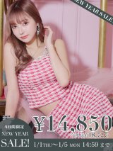 【新春セール開催中！! 】sugar限定☆ XSサイズあり【ANGEL R/エンジェルアール】アシンメトリーショルダー/ チェック/ セパレート/ マイクロミニ/ セットアップ/ タイト/ ミニドレス/ キャバドレス[OF2]